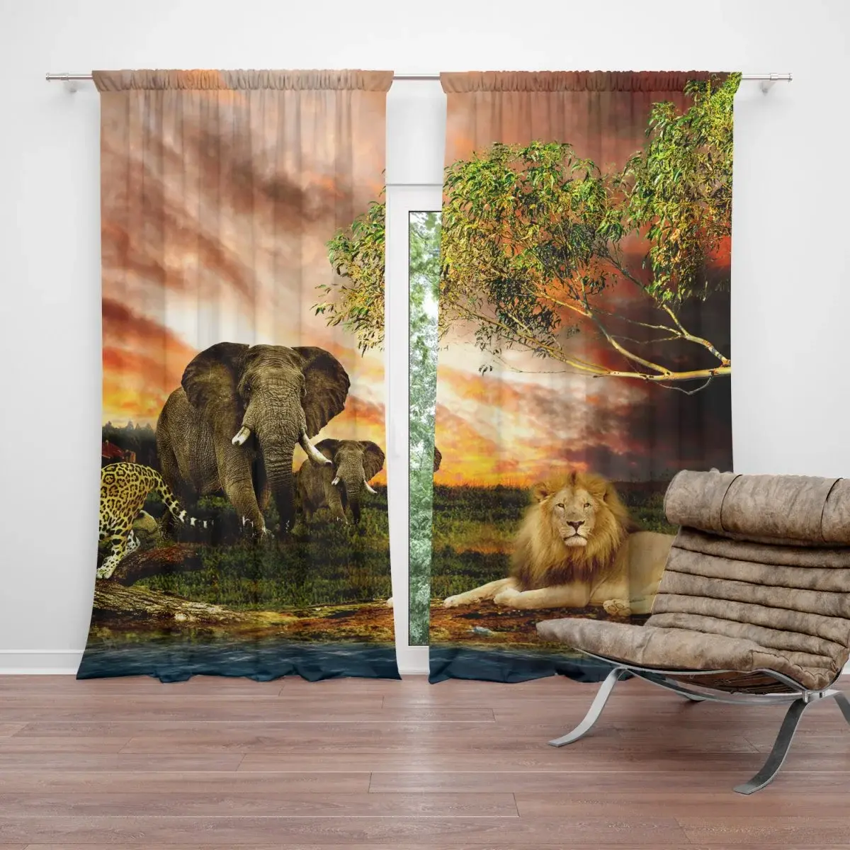 Závěs Zvířata ze Sahary: 2ks 140x250cm
