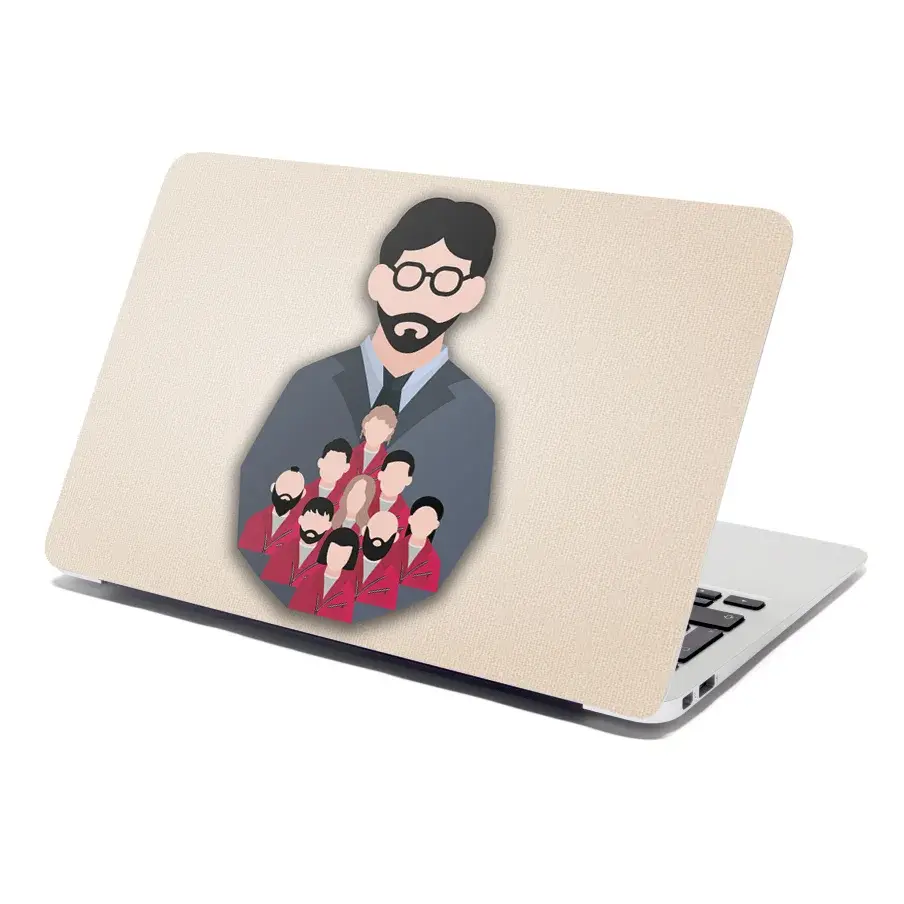 Samolepka na notebook Money heist Profesor a jeho tým Béžová - 38x26 cm