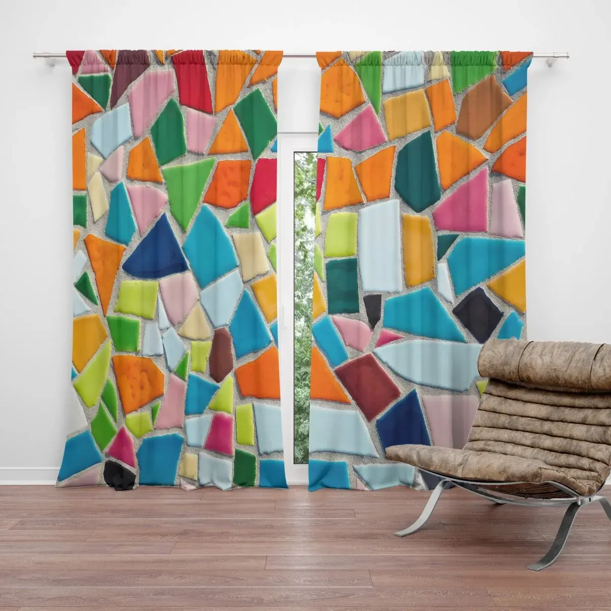 Závěs Barevná mozaika: 2ks 140x250cm