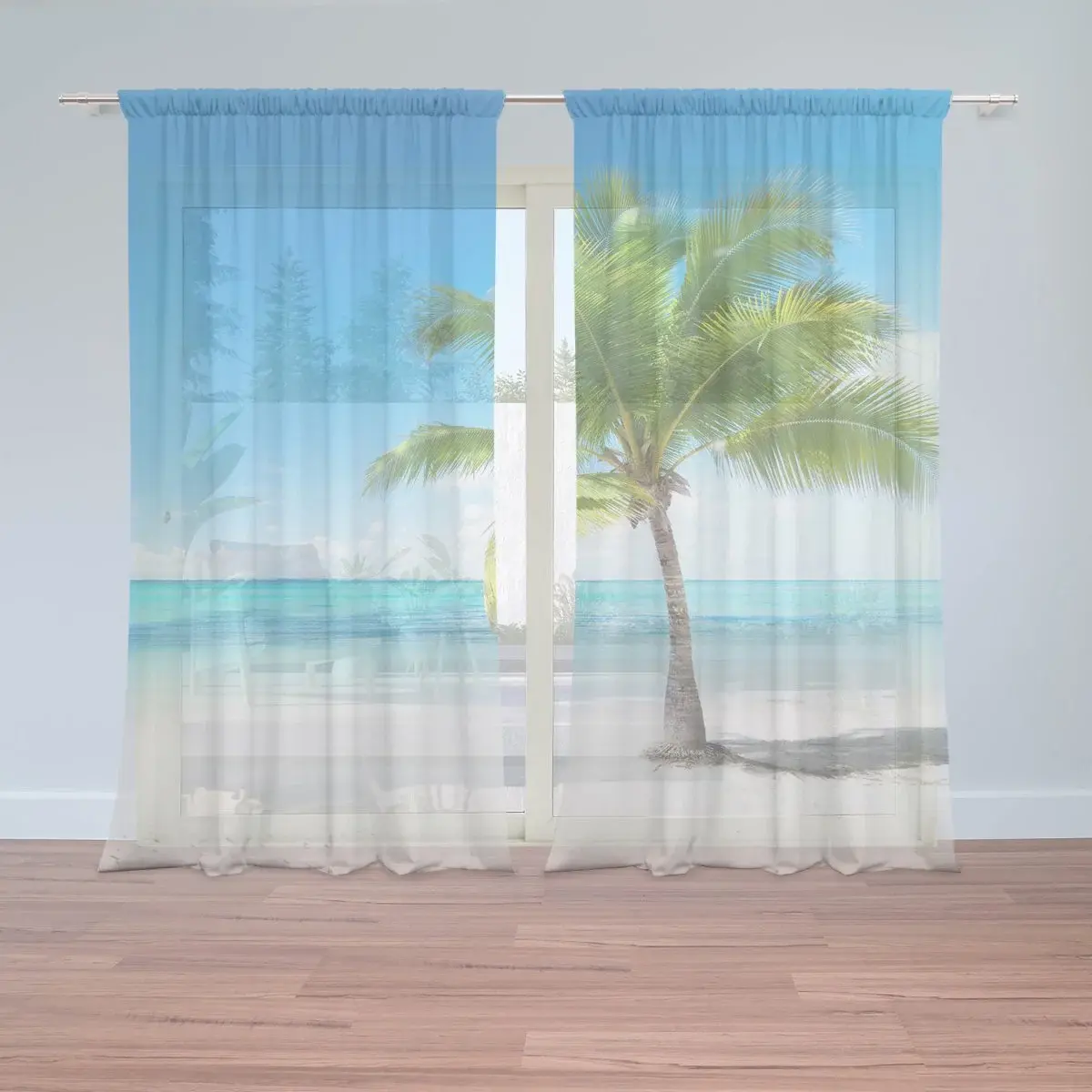 Záclony Palma na pláži: 2ks 150x250cm