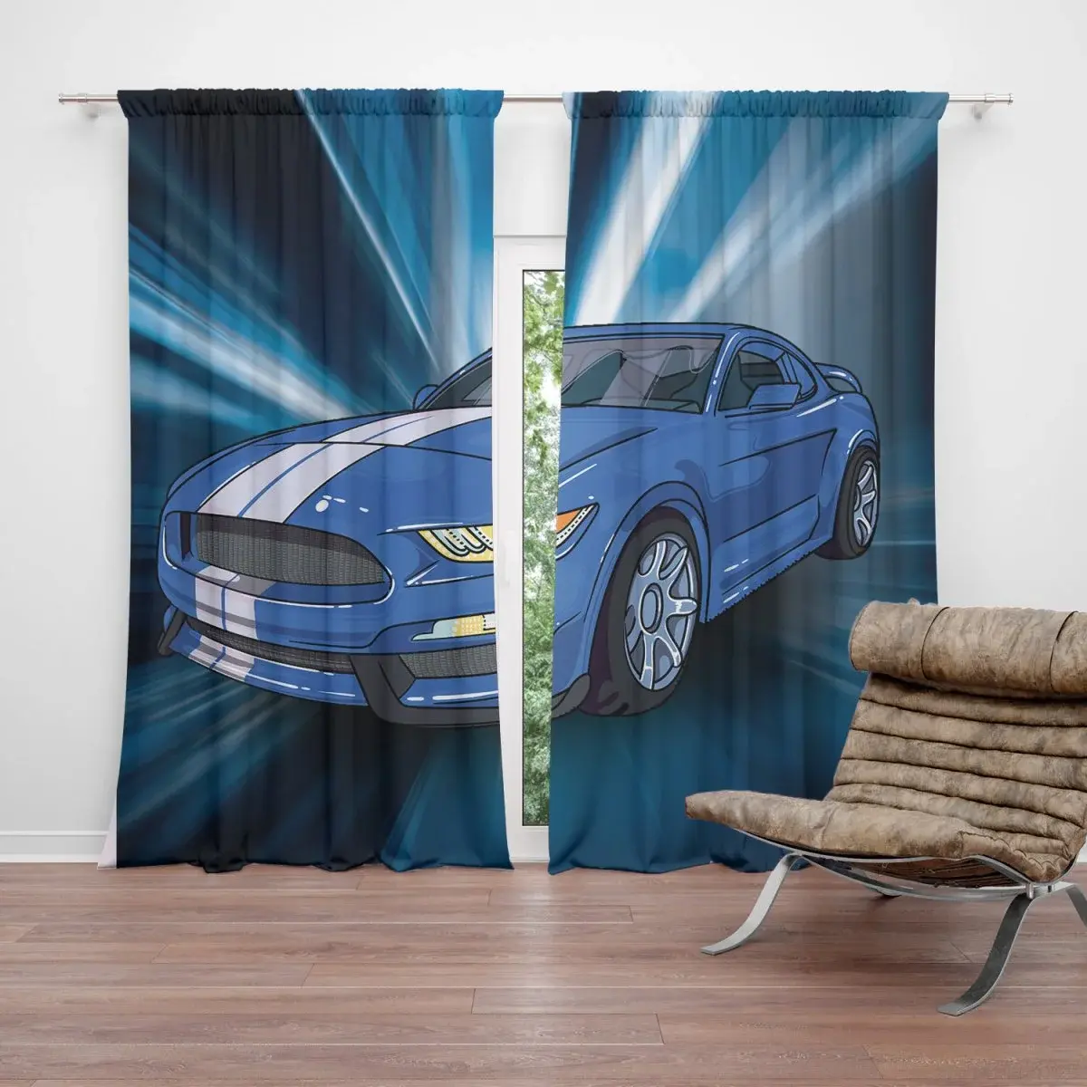 Závěs Mustang Modré pozadí: 2ks 140x250cm