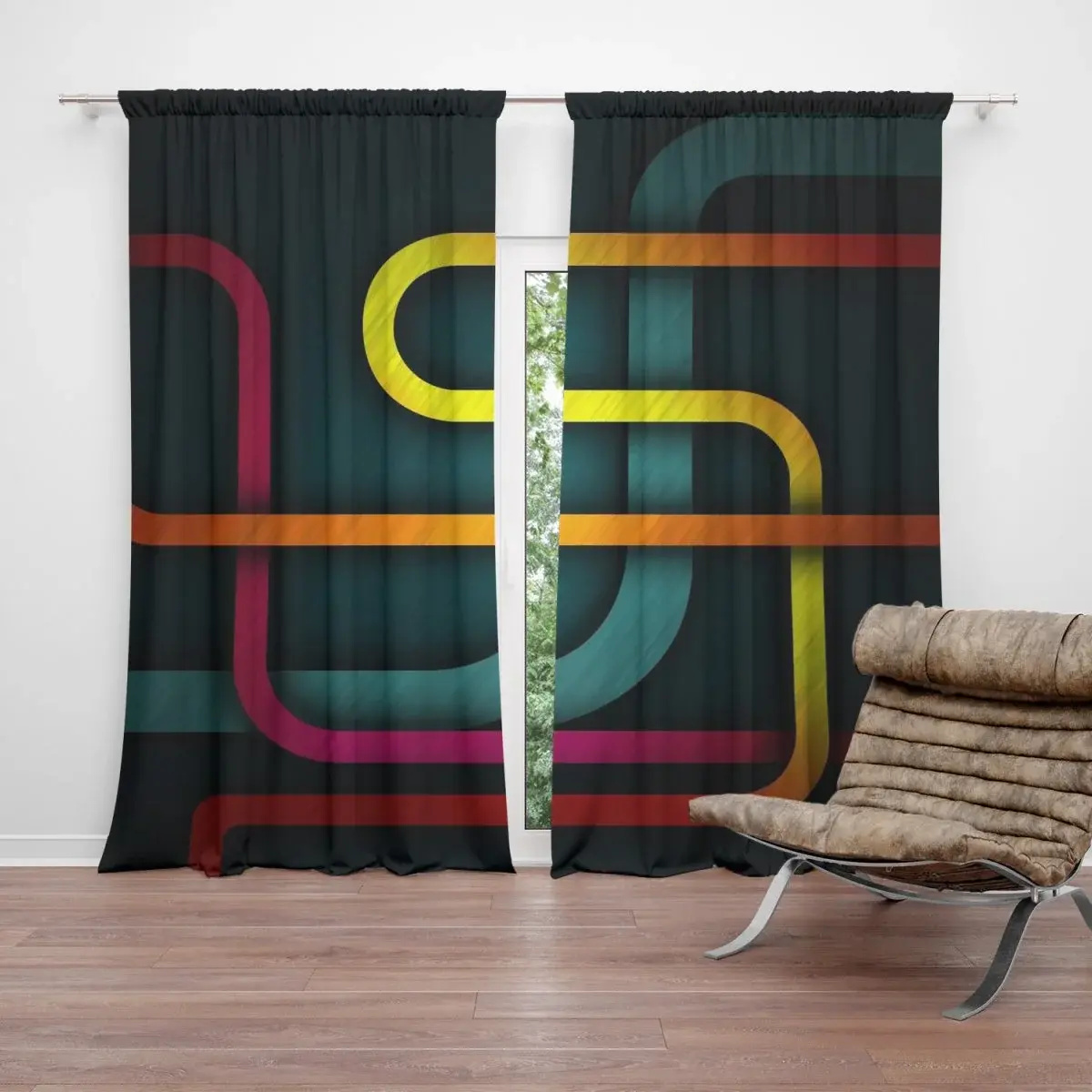 Závěs Barevné klikyháky: 2ks 140x250cm
