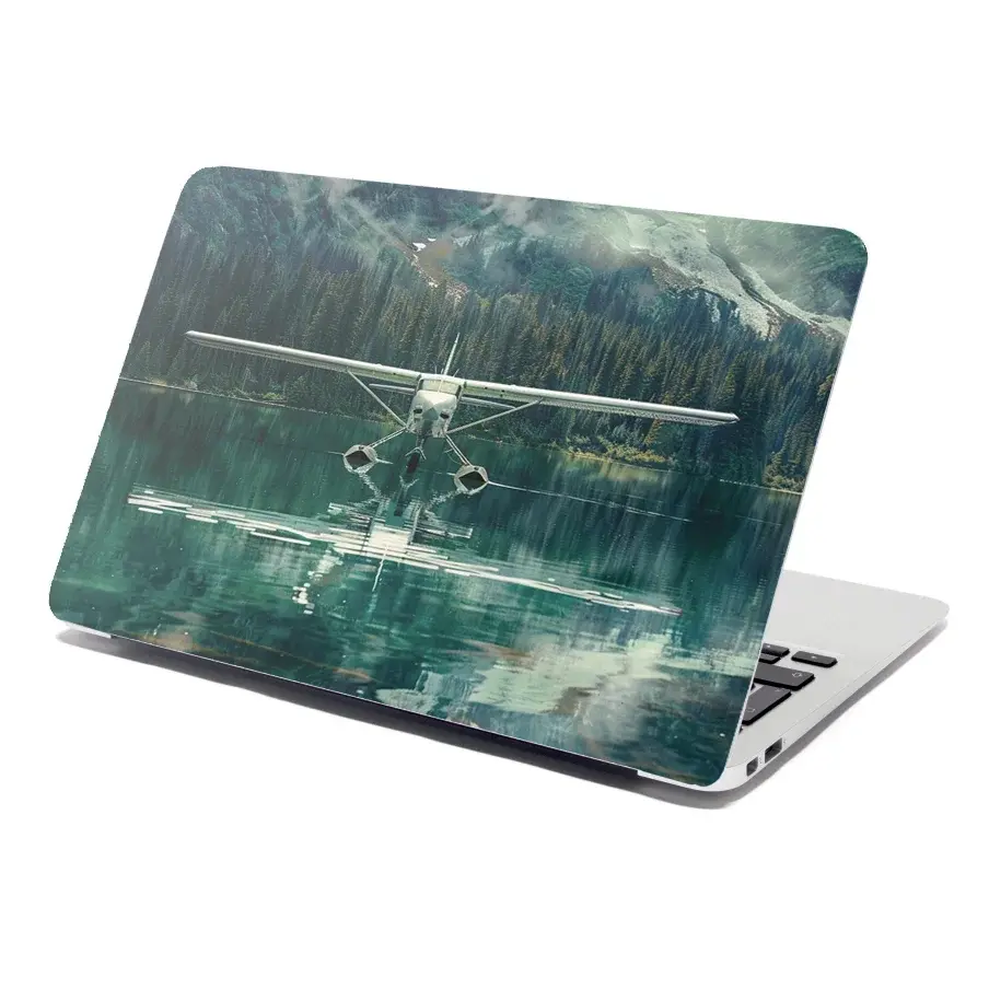 Samolepka na notebook Hydroplán na horském jezeře - 29x20 cm