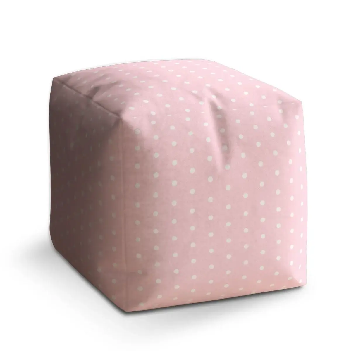 Taburet Cube Bílé puntíky na růžové - 40x40x40 cm