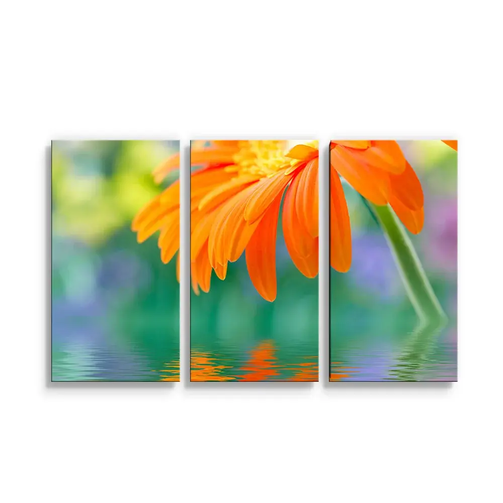 Obraz - 3-dílný Oranžová gerbera - 120x80 cm