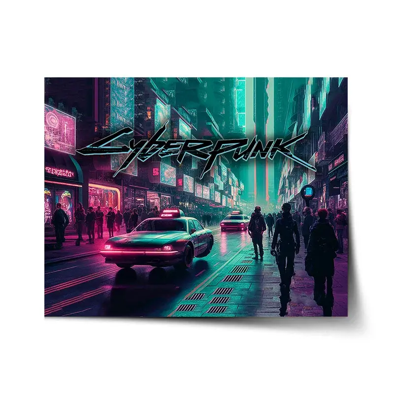 Plakát Cyberpunk 2077 Město - 120x80 cm