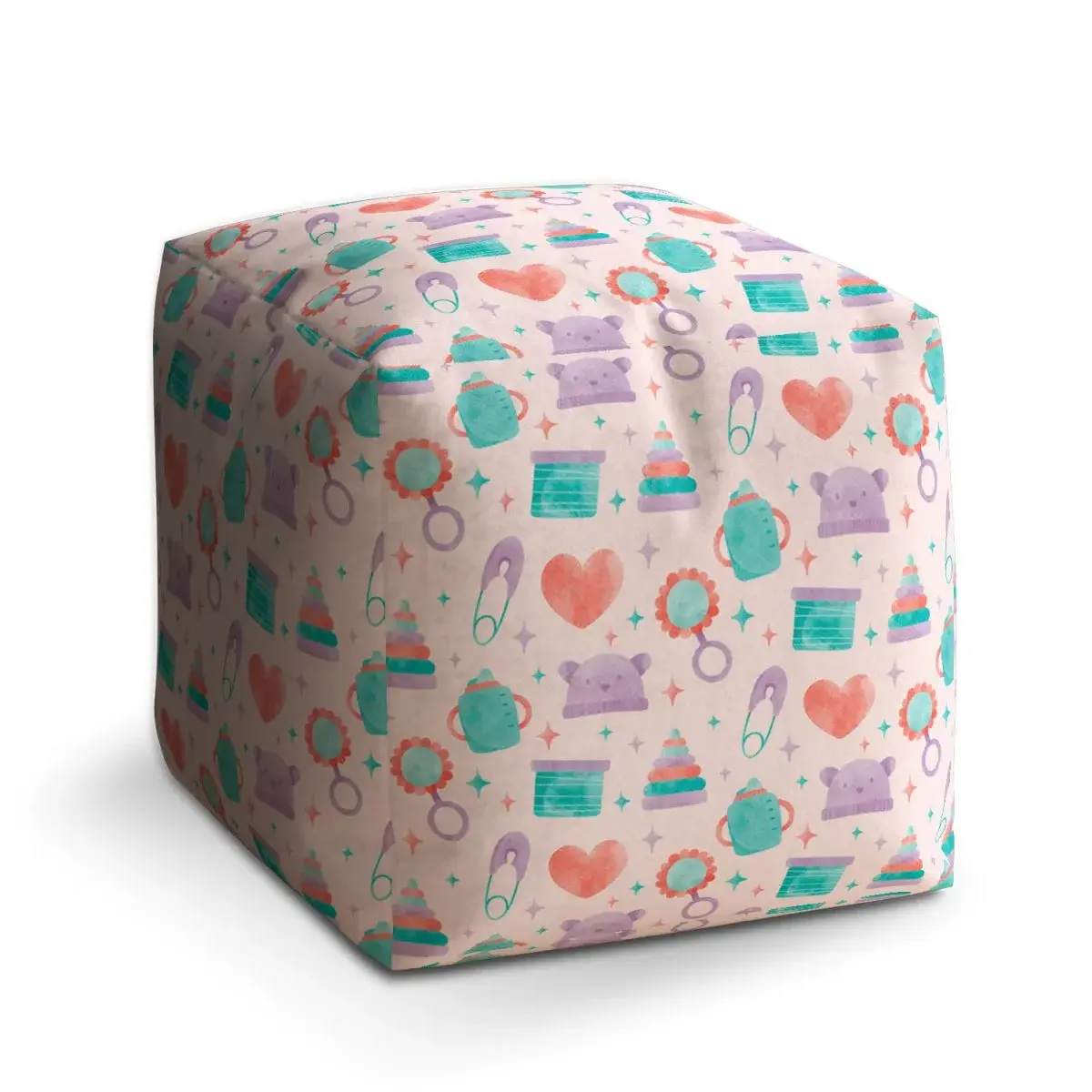 Taburet Cube Chrastítko a čepičky - 50x50x50 cm