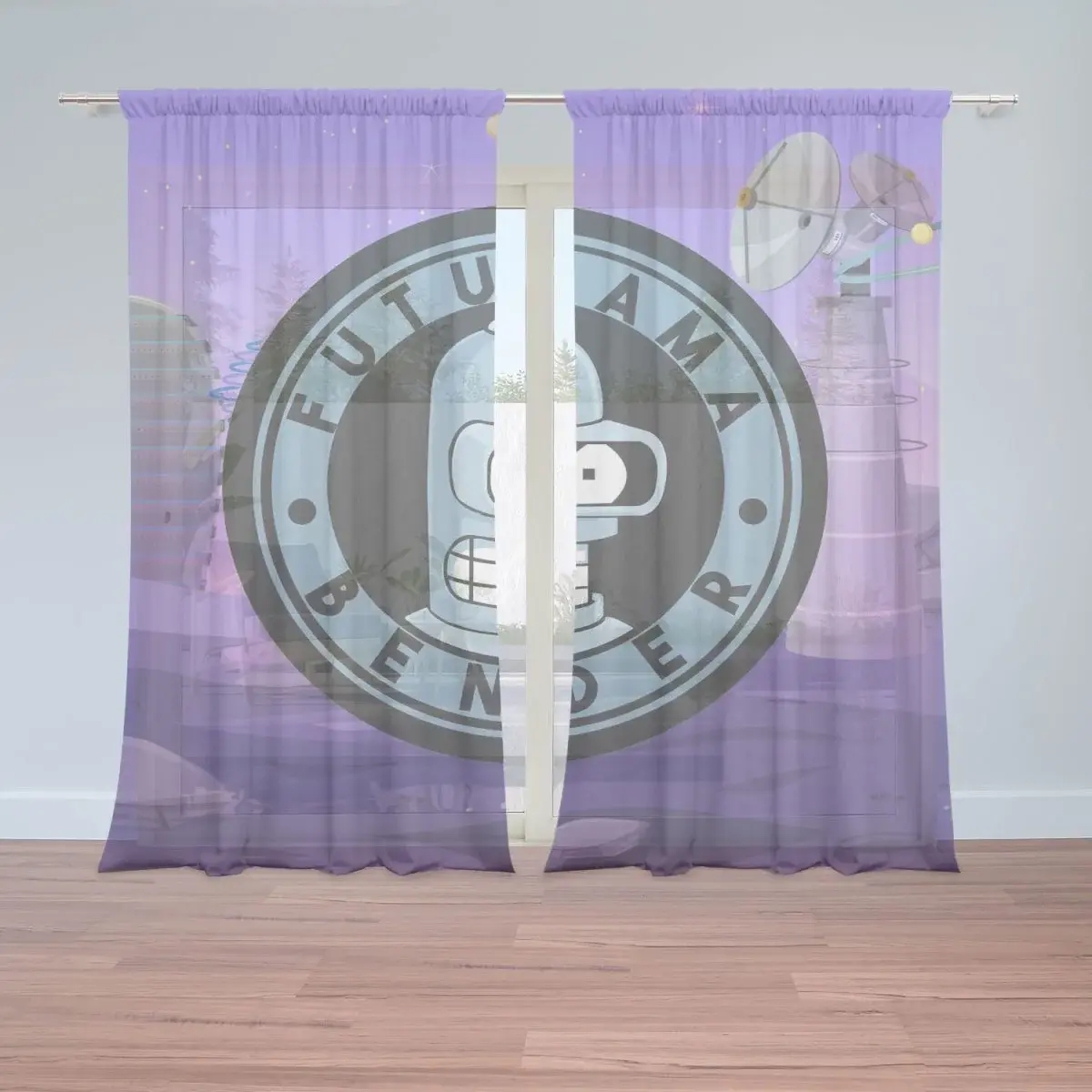 Záclony Futurama Bender Planeta s vysílači: 2ks 150x250cm