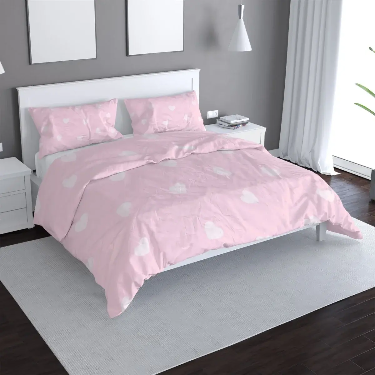 Povlečení Růžová srdíčka - 140x220 / 90x70