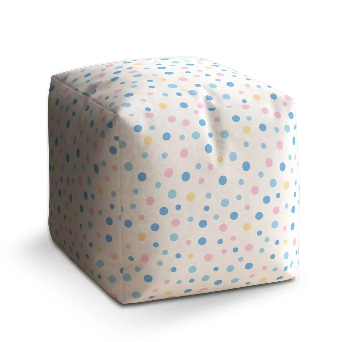 Taburet Cube Barevné puntíky na bílé - 40x40x40 cm