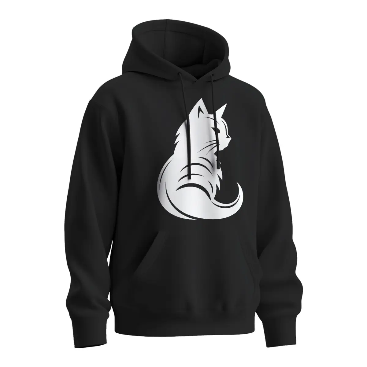 Mikina s potiskem Kočka - černá 3XL