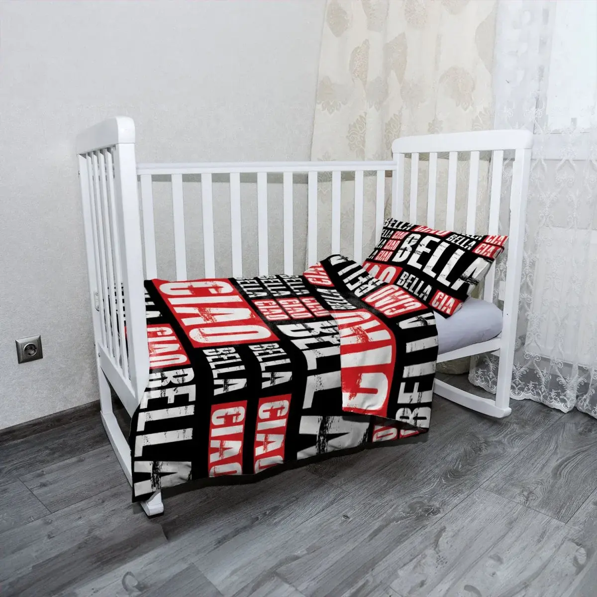 Mikroplyšové dětské povlečení do postýlky La Casa de Papel Professor or Bella Ciao motiv 2 - 120x90 / 40x60