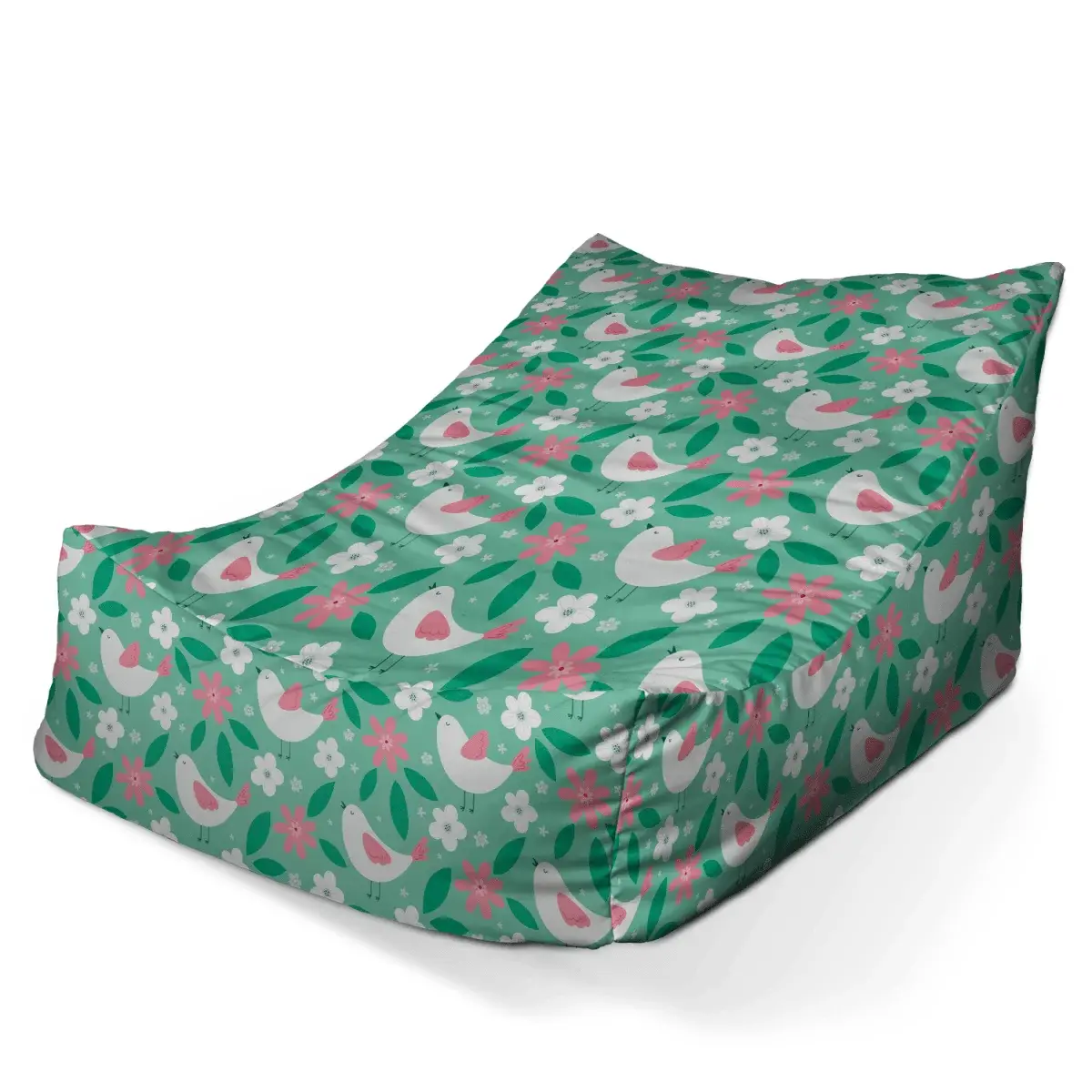 Sedací vak Lounge Květiny a ptáčci - 80 x 95 x 50 cm