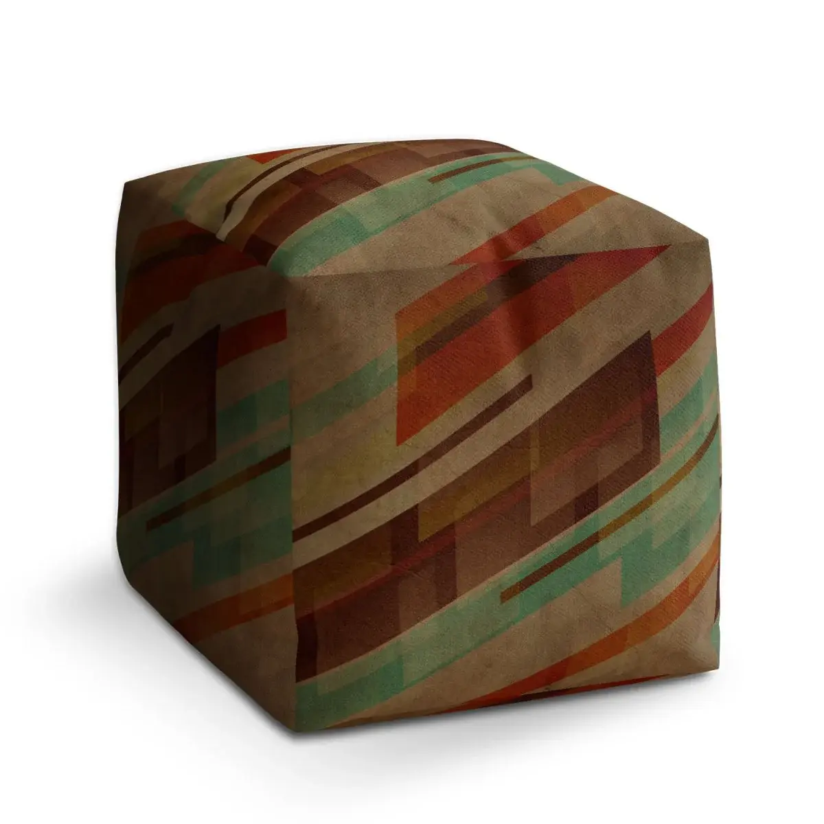 Taburet Cube Hnědá abstrakce - 60x60x60 cm