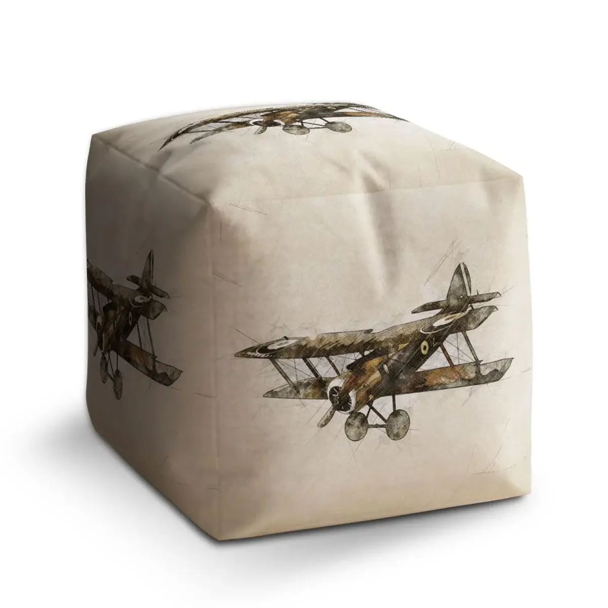Taburet Cube Historický dvouplošník Vintage - 60x60x60 cm