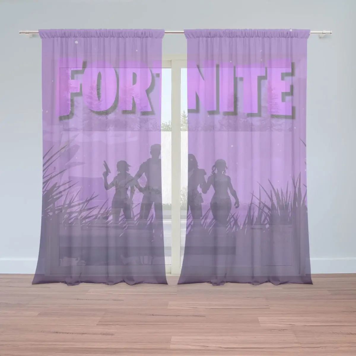 Záclony FORTNITE Fialová silueta: 2ks 150x250cm