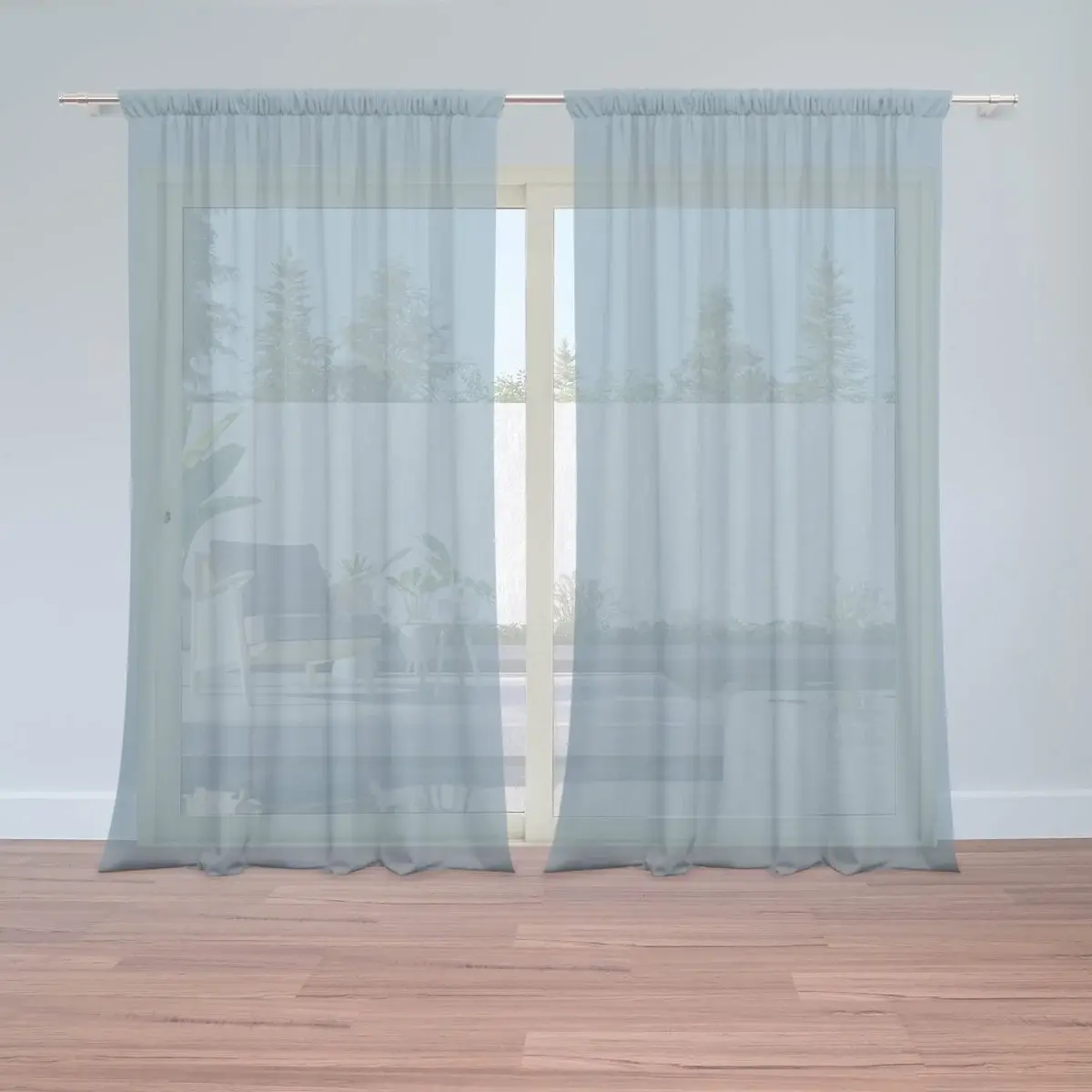 Záclony Šedě modrá: 2ks 150x250cm