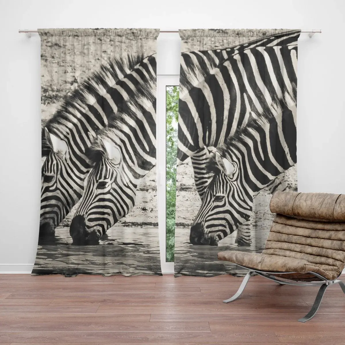 Závěs Zebry u vody: 2ks 140x250cm