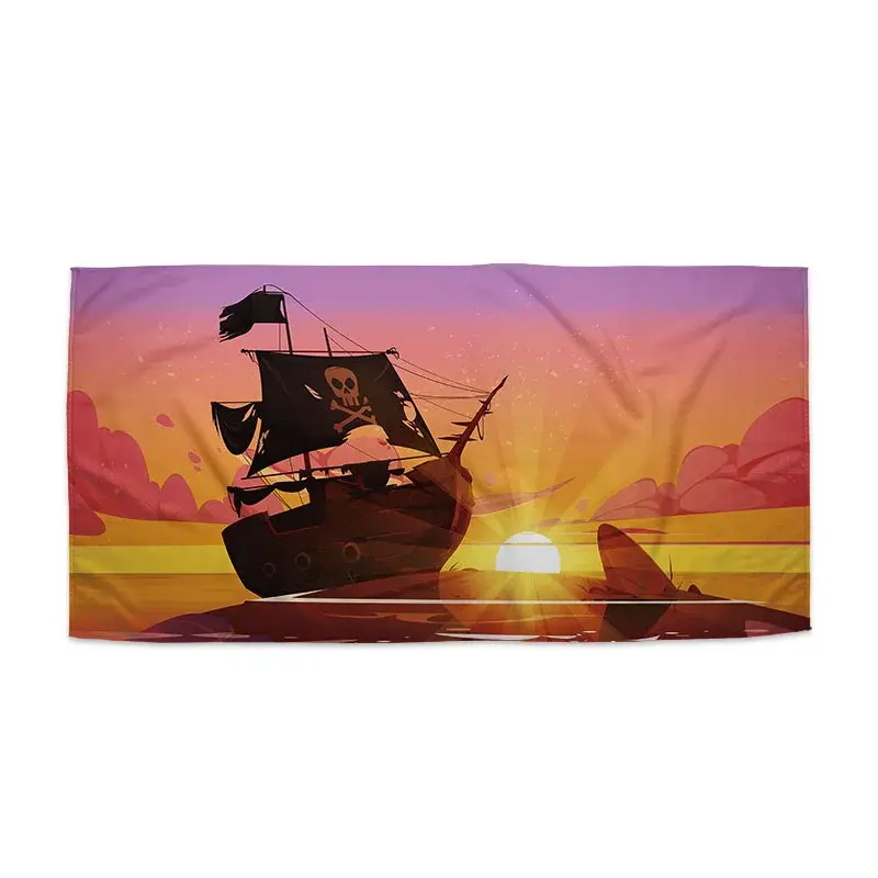 Ručník Pirátská loď při západu slunce - 70x140 cm