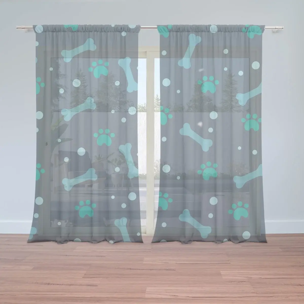 Záclony Kostičky: 2ks 150x250cm