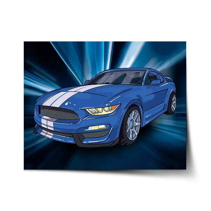 Plakát Mustang Modré pozadí - 90x60 cm
