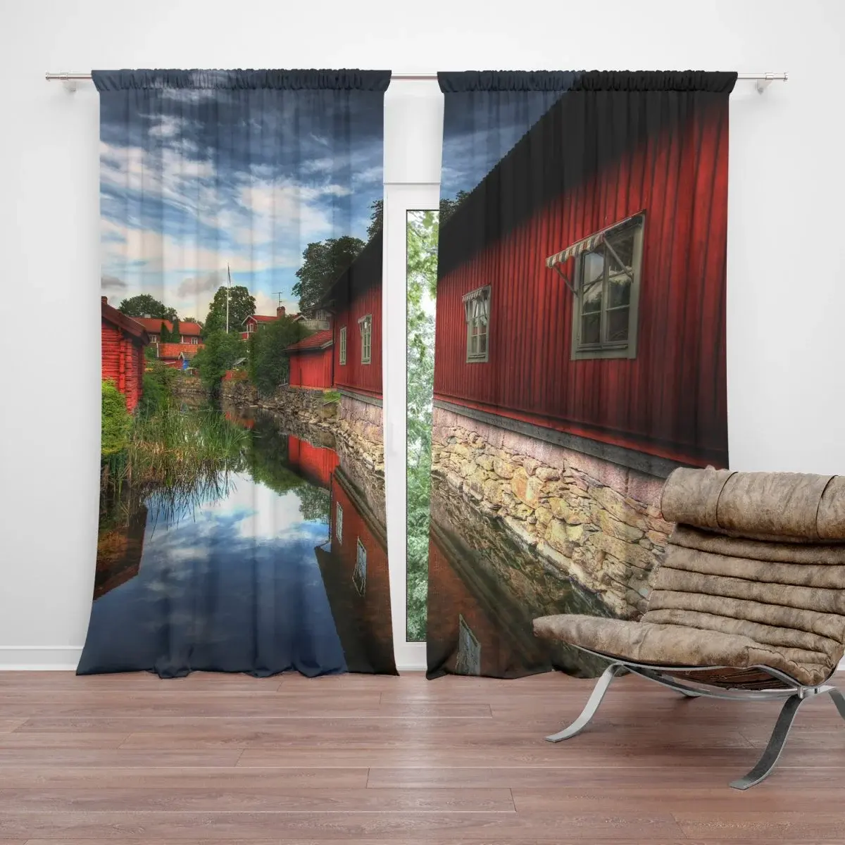 Závěs Červený dům: 2ks 140x250cm