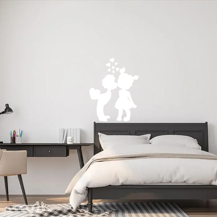 Samolepka na zeď: Chlapeček a holčička - 47x60 cm