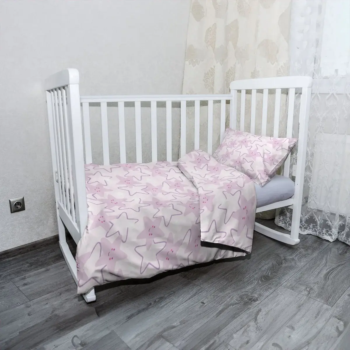 Mikroplyšové dětské povlečení do postýlky Veselé hvězdy