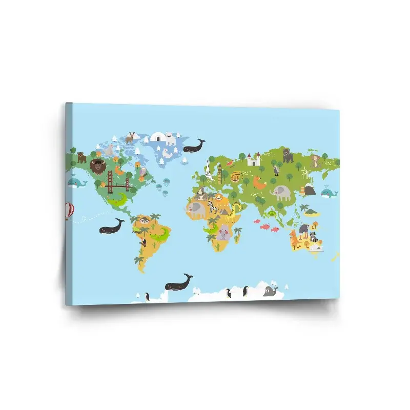 Obraz Zvířecí mapa světa - 120x80 cm