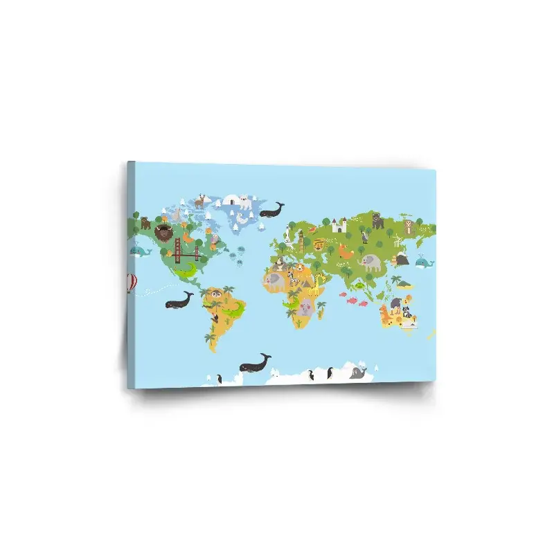 Obraz Zvířecí mapa světa - 60x40 cm