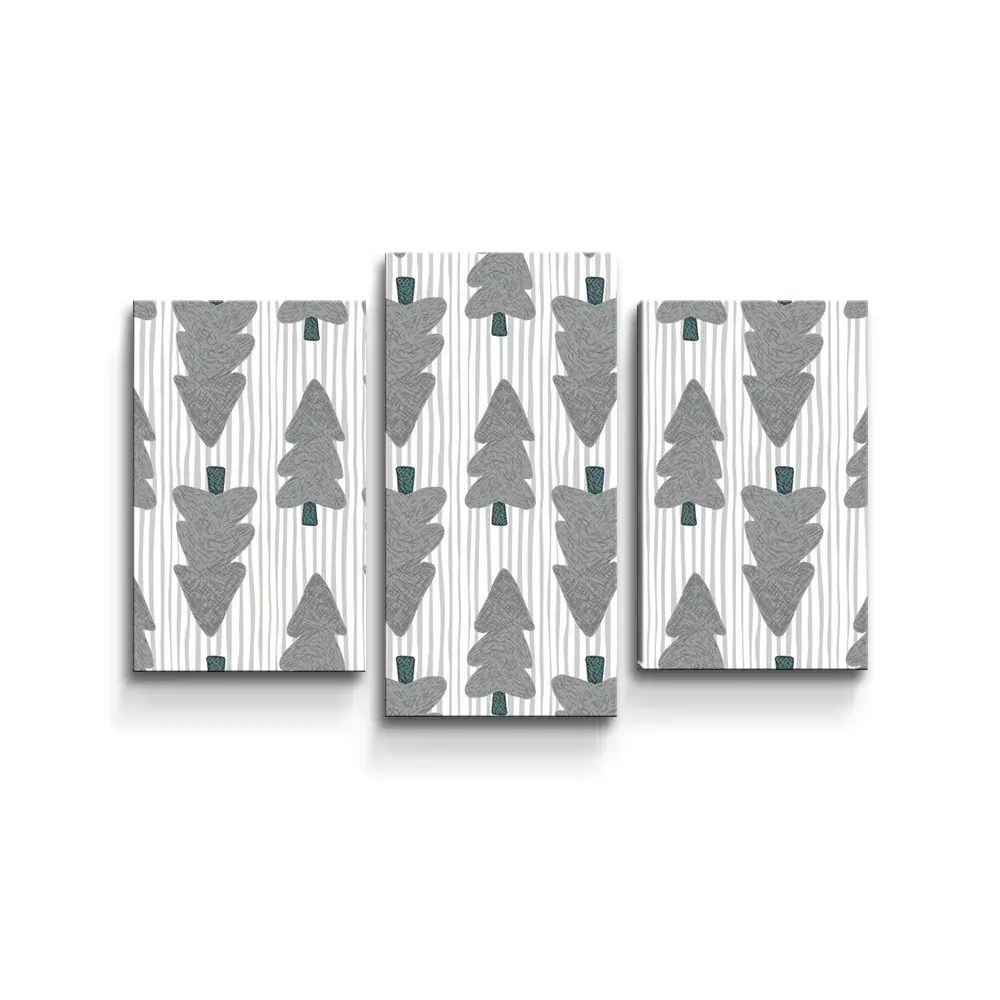 Obraz - 3-dílný Šedé stromky - 75x50 cm