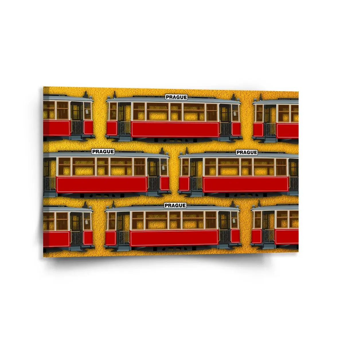 Obraz Pražské historické tramvaje Žlutý Pattern - 120x80 cm