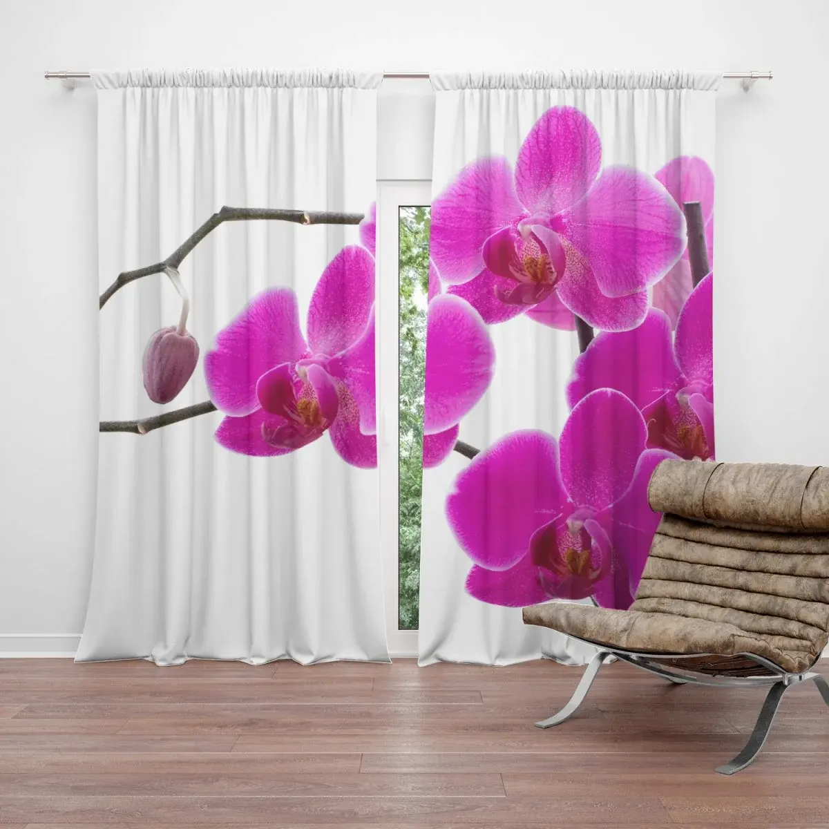 Závěs Fialové orchideje: 2ks 140x250cm