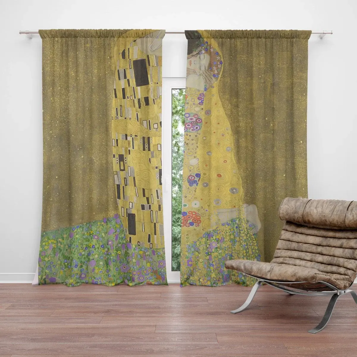 Závěs Polibek - Gustav Klimt: 2ks 140x250cm