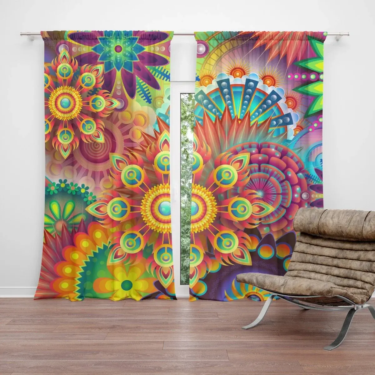 Závěs Barevné obrazce: 2ks 140x250cm