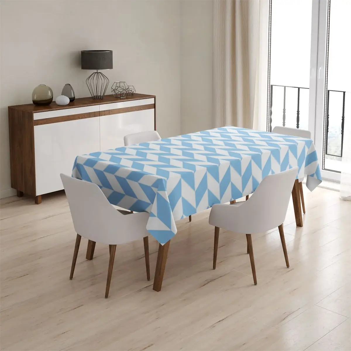 Ubrus Modrobílé kosodélníky - 90x90 cm