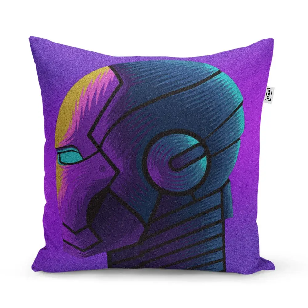 Polštář Iron Man Helma na fialové - 40x40 cm
