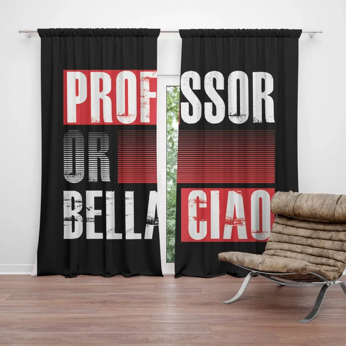 Závěs La Casa de Papel Professor or Bella Ciao motiv 3: 2ks 140x250cm