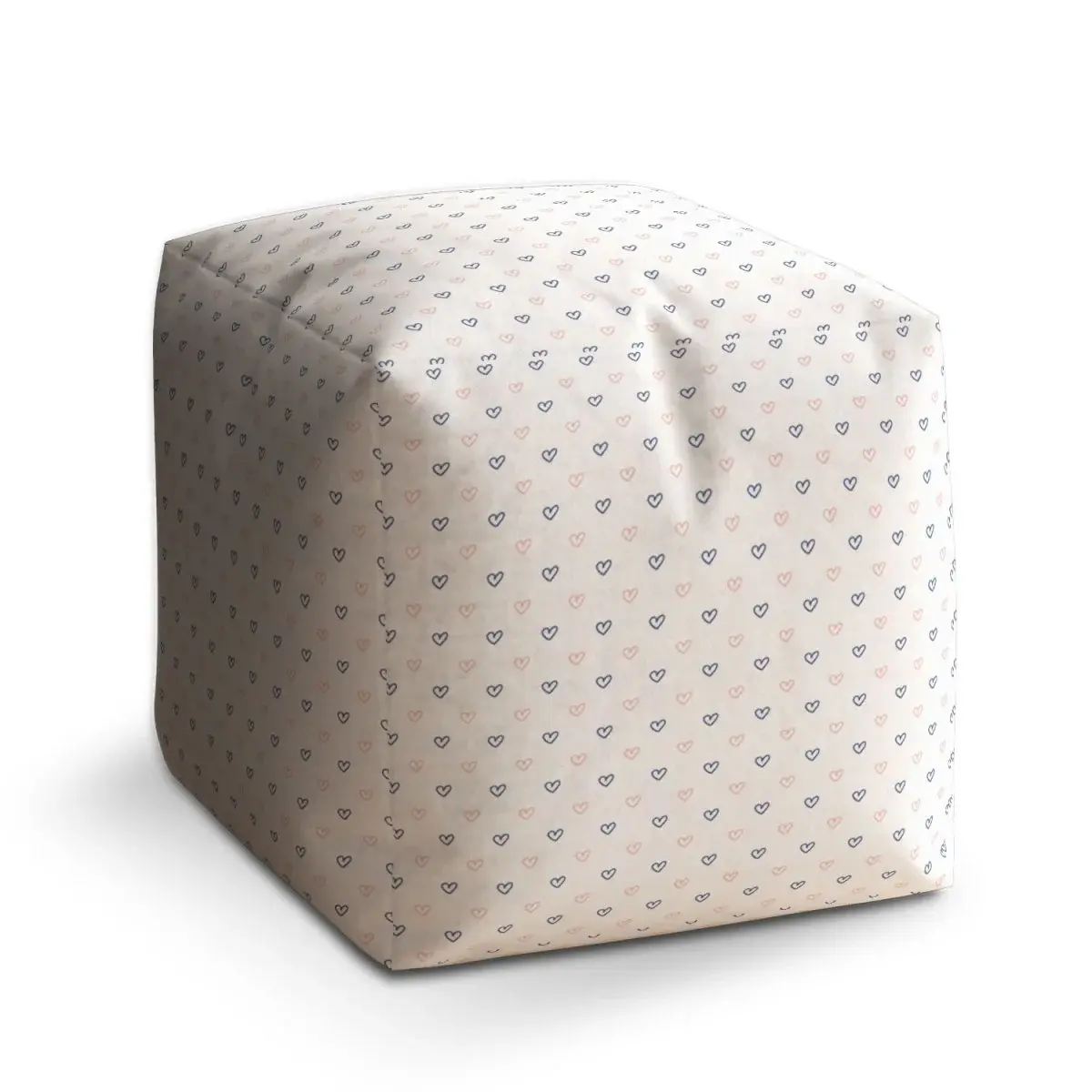 Taburet Cube Srdíčka na bílé - 60x60x60 cm