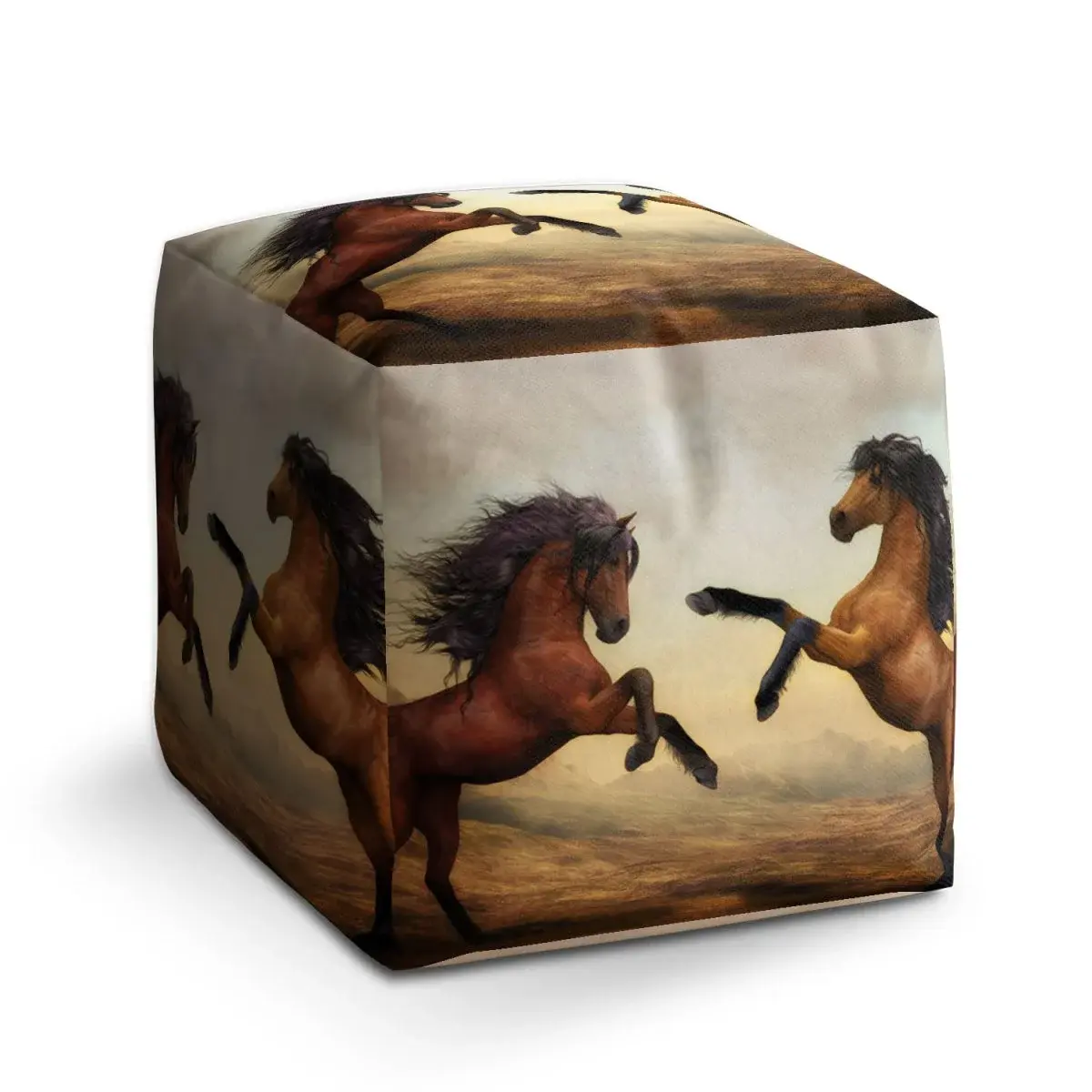 Taburet Cube Vzpínající se koně - 60x60x60 cm
