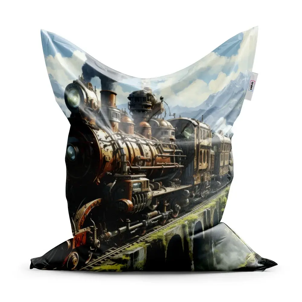 Sedací vak Parní lokomotiva na viaduktu - 200x140 cm