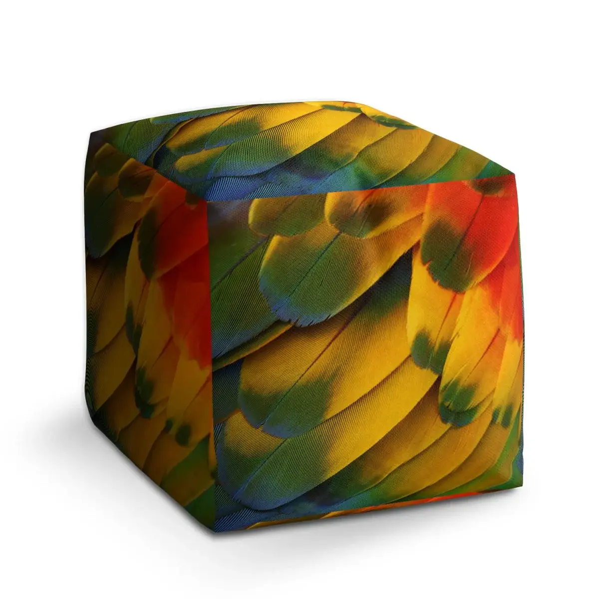 Taburet Cube Barevné peří - 40x40x40 cm