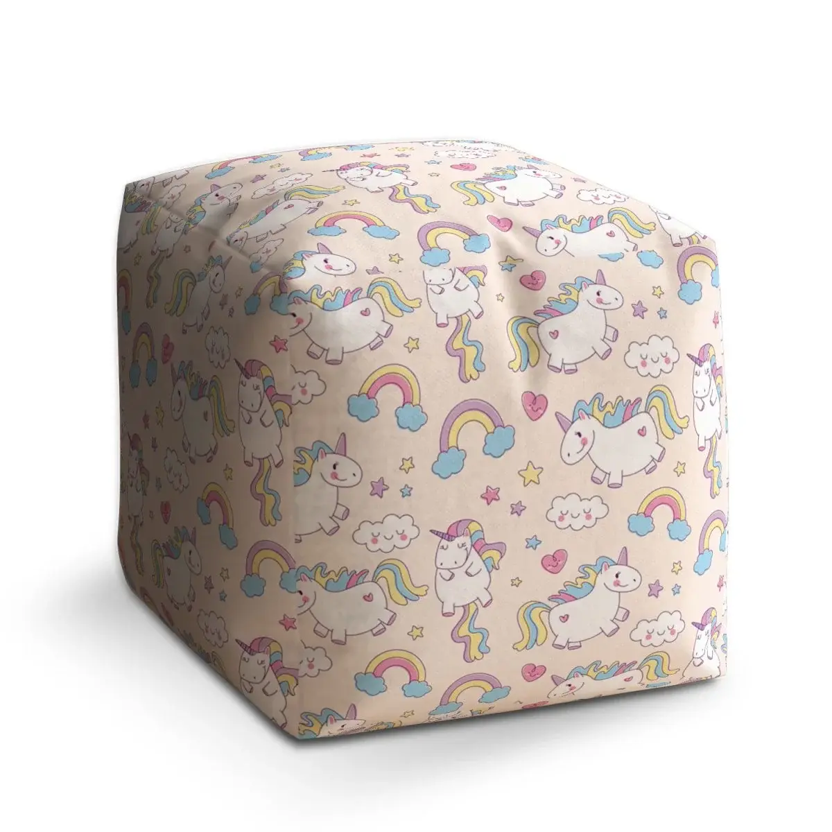 Taburet Cube Jednorožci - 50x50x50 cm