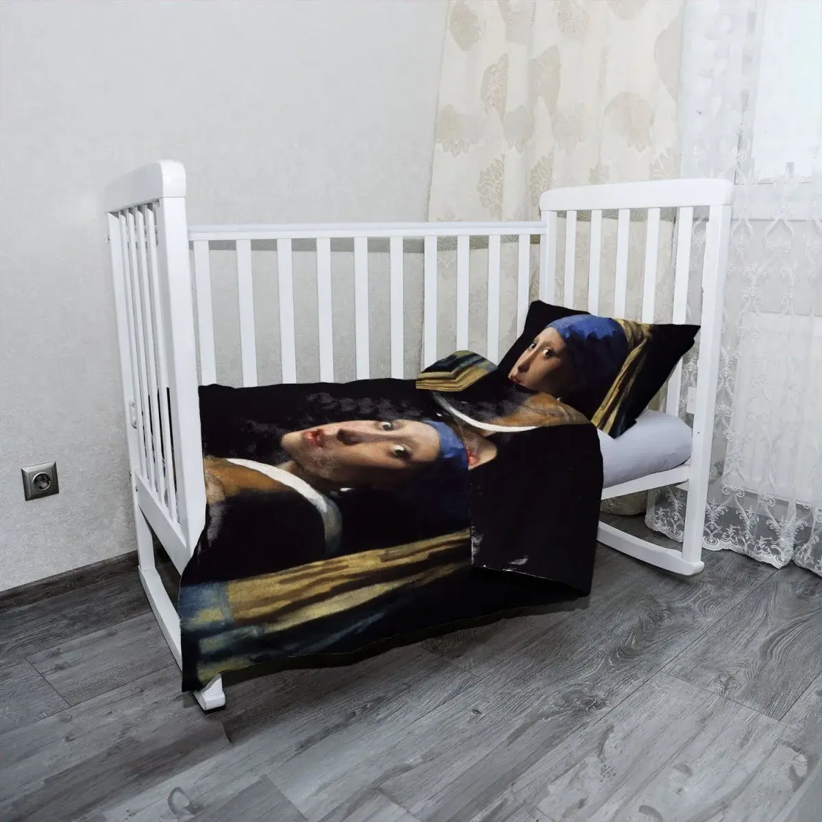 Mikroplyšové dětské povlečení do postýlky Dívka s perlou - Johannes Vermeer