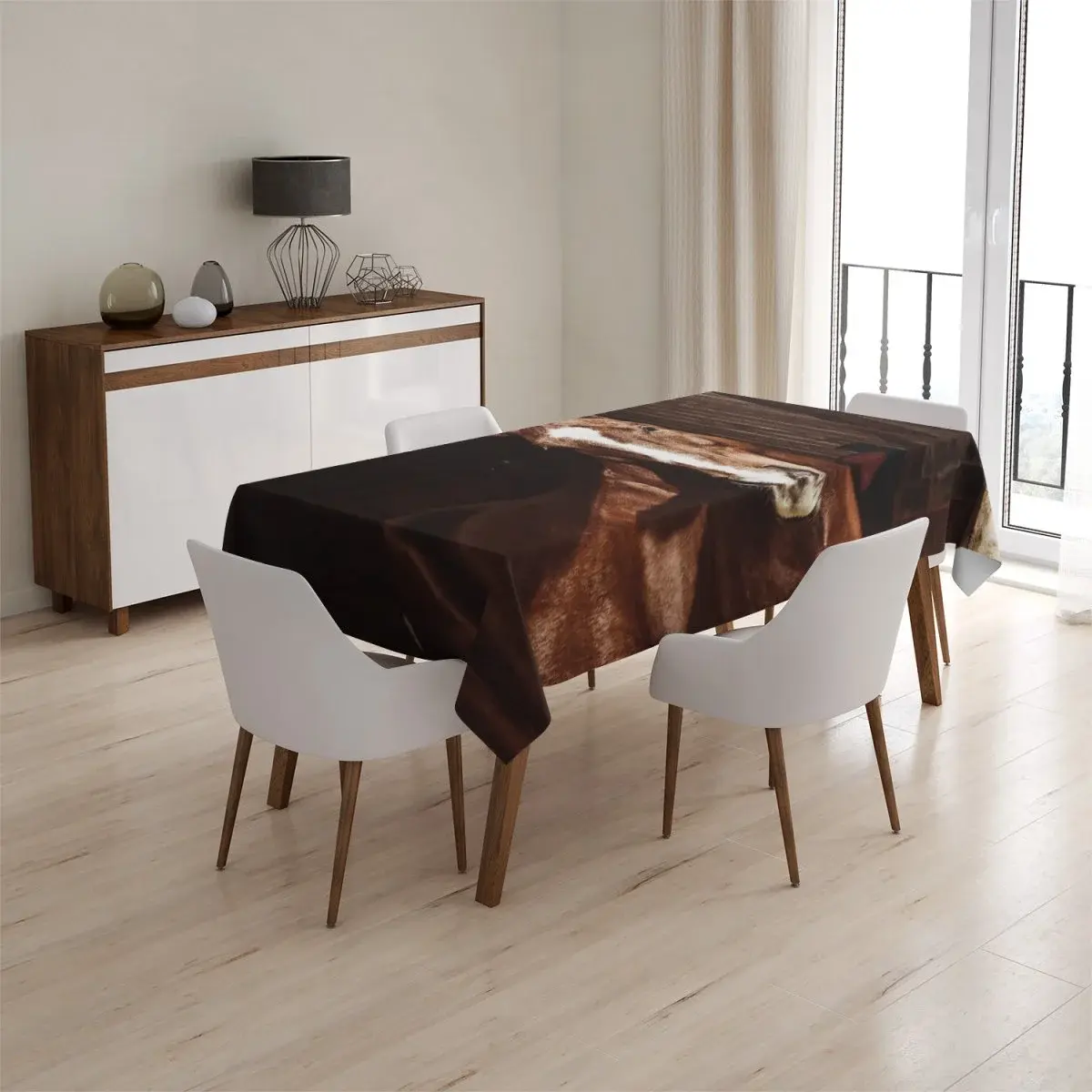 Ubrus Kůň ve stáji - 90x90 cm