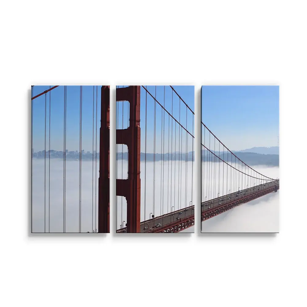 Obraz - 3-dílný Golden Gate v mlze - 120x80 cm