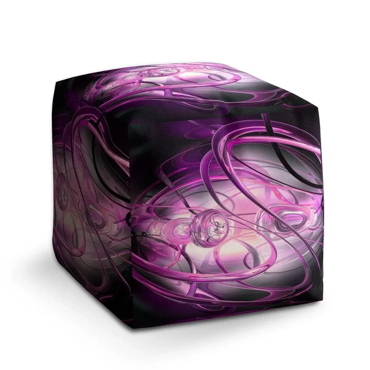 Taburet Cube Fialová abstrakce - 40x40x40 cm