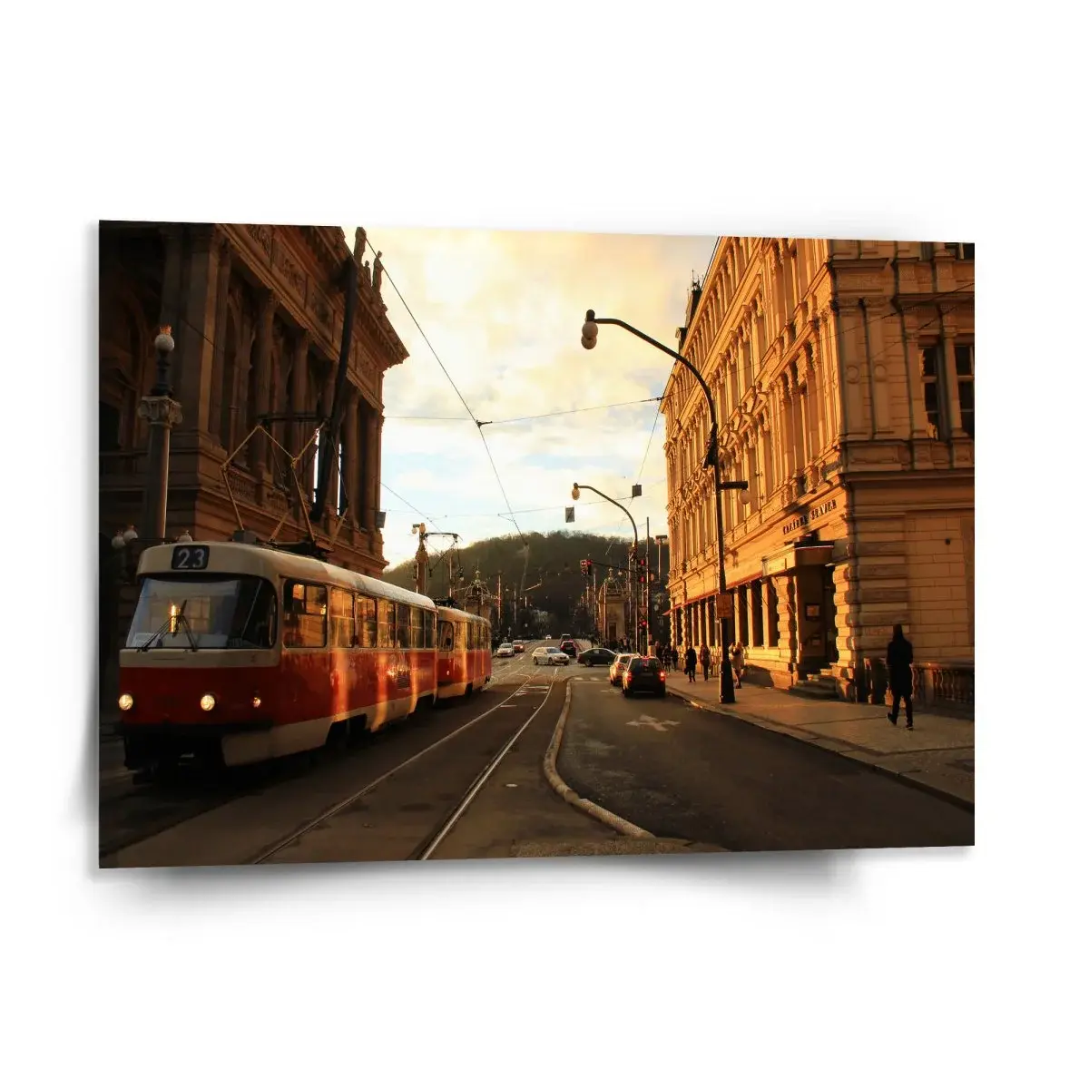 Obraz Tramvaj v historickém městě - 150x110 cm