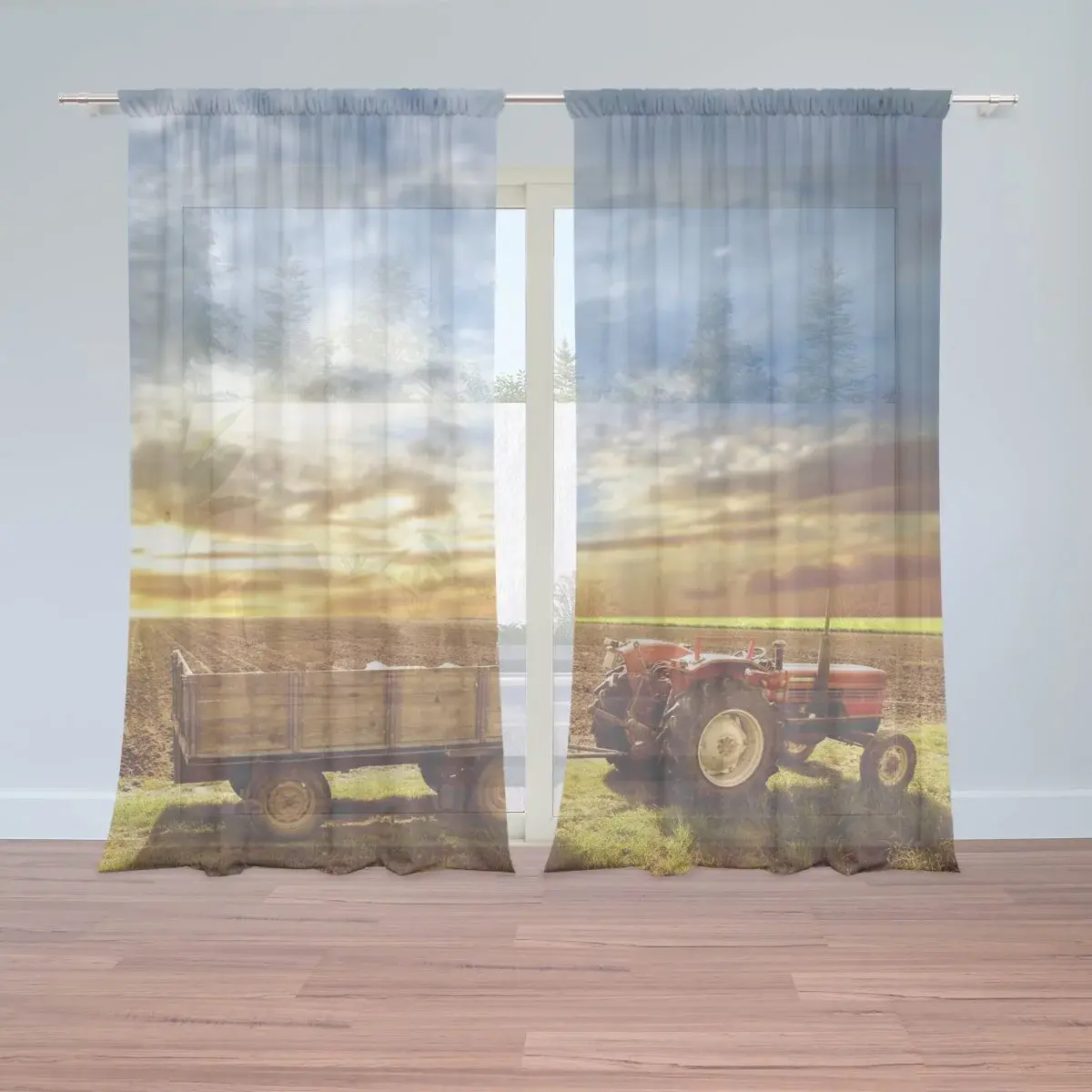 Záclony Traktor s vlečkou: 2ks 150x250cm