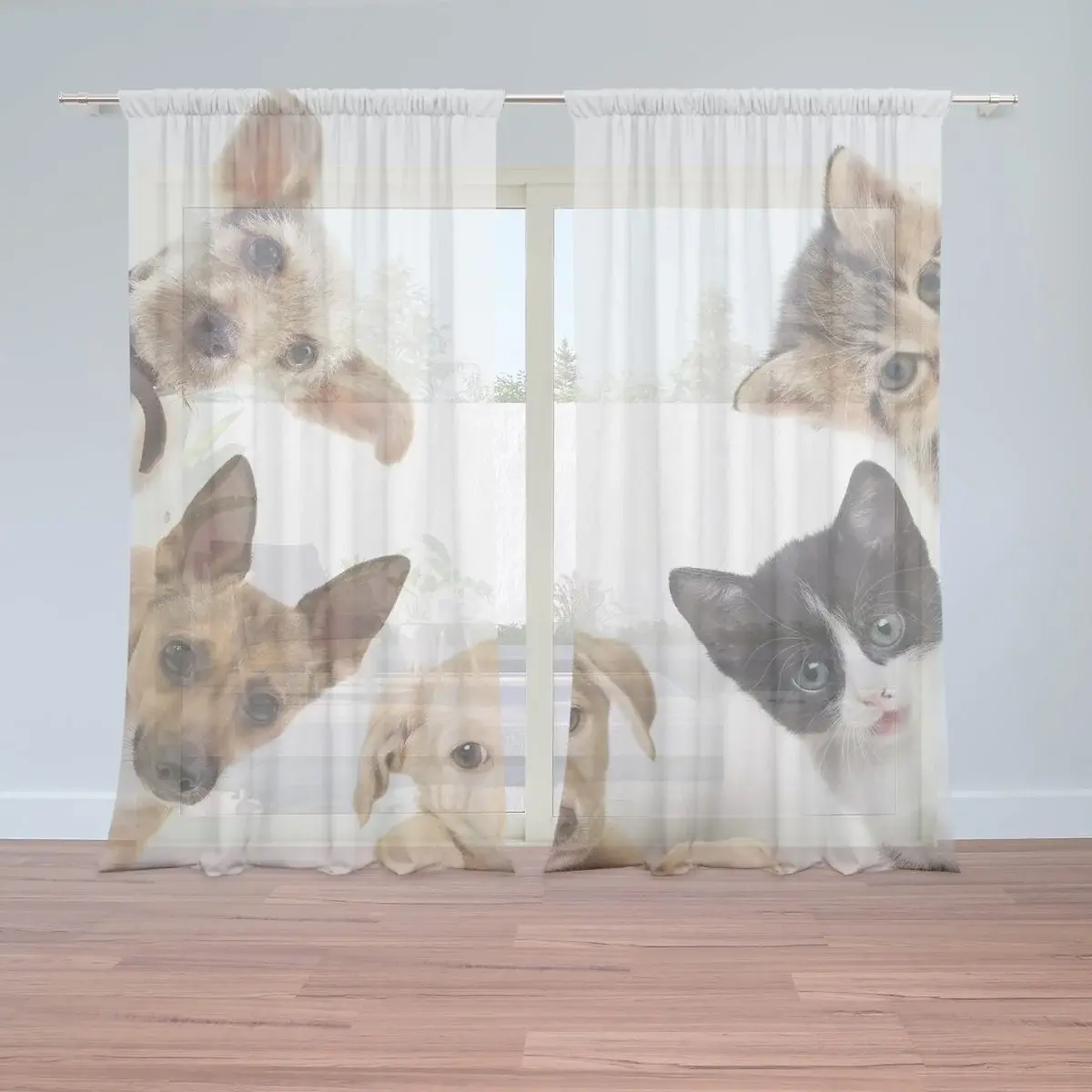 Záclony Štěňátka a koťátka: 2ks 150x250cm